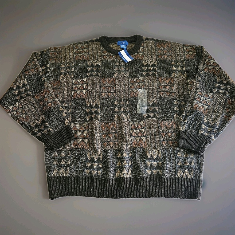 NWT H C .jVintage Towncraft Sweater Multicolor 90s Cosby Acrylic Knit Size XL